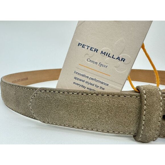 NWT PETER MILLAR Excursionist Calf Suede Belt LOD Brown Men's Size 38 $200 - Picture 2 of 9